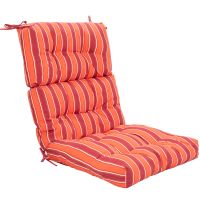 costway cojin para silla de respaldo alto con cinturones antideslizantes engrosada poliester transpirable interior exterior naranja con rayas