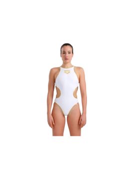 Bañador de Natación Arena One Biglogo Mujer Blanco Oro