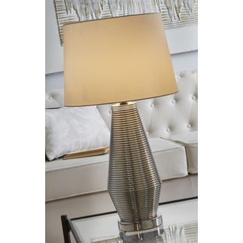 Lampara Sobremesa Metal/vidrio Tatiana Plata 32dx60cm