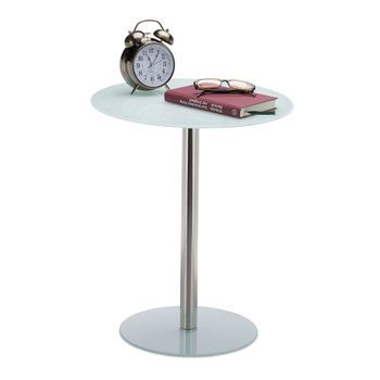 Mesa Auxiliar De Cristal Y Acero Inoxidable Negro