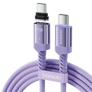 Cable Magnético PD240W Type-C a Type-C con Tapón de Polvo Toocki TX136C4 PD3.1 Carga Rápida Transmisión de Datos Núcleo