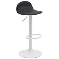 taburete de bar x1 con reposapies de pvc negro pie de trompeta de metal blanco 100005073
