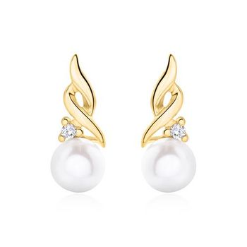 Pendientes de oro 14 quilates con perlas y diamantes