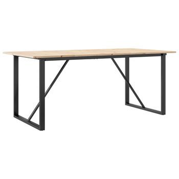 Mesa De Comedor Marco O Madera Maciza Pino Y Acero 180x90x75cm Vidaxl