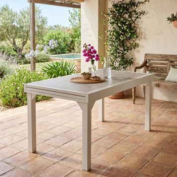 Mesa Para Exterior Extensible 135-270 Blanco Envejecido