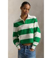 polo ralph lauren para mujer 211971746500 polo de rugby de punto verde blanco xl casual algodon