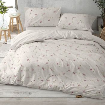 Funda Nórdica 50% Algodón Diseño Botánico Rosa Palo 180 X 190/200 Cm - Rosa Palo - Burrito Blanco