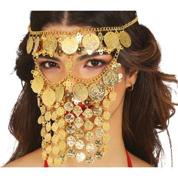 Tocado De Monedas Para El Rostro Metálico Adulto (talla Única)