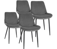 pack de 4 sillas de comedor victoria de terciopelo gris 60x51x80 cm
