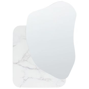 Espejo De Pared Decorativo Mdf Estilo Moderno 80 X 60 Cm Asimétrico Accesorios Mármol Blanco Arvert