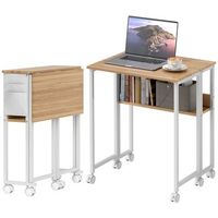 escritorio plegable mesa de ordenador 63x50x75 cm con ruedas y almacenamiento ahorro de espacio tablero de madera color natural
