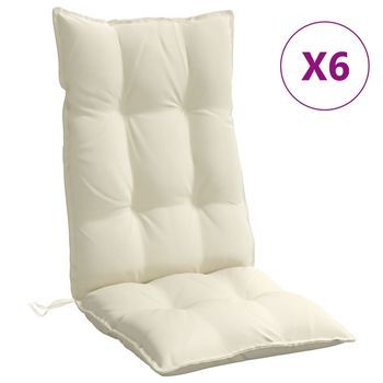 Cojines De Silla Respaldo Alto 6 Uds Tela Oxford Color Crema Vidaxl