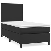 cama individual  cama box spring  cama para adultos con colchon cuero sintetico negro 100x200 cm