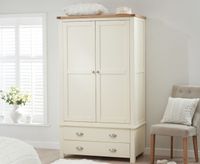 somerset oak and cream two door two drawer wardrobe