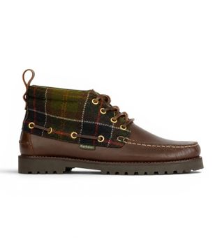 Barbour para hombre. MFO0848 Botines de Piel Harle Mid Chukka marrón (42), Plano, Cordones, Casual