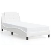 cama individual  cama para adultos  estructura de cama con cabecero cuero sintetico blanco 80x200cm