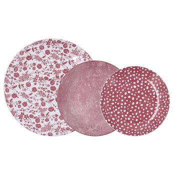 Vajilla Porcelana 12 Piezas - 4 Personas Bidasoa Aquilea Next - Rosa Apto Microondas