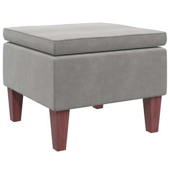 Taburete Con Patas De Madera Terciopelo Gris Claro Vidaxl