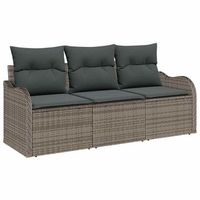 conjunto de sofa de jardin 3 piezas  mueble de jardin gris poliratan