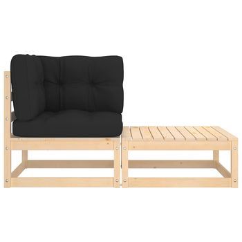 Muebles De Jardín 2 Uds | Mesa Y Sillas Con Cojines Madera Maciza De Pino