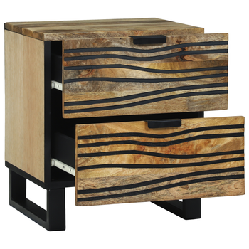 Mesita De Noche | Mesilla De Noche | Cabinete De Noche 40x33.5x46 Cm De Madera Maciza De Mango Y Madera Ingenierizada Cfw20824