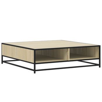 Mesa Centro Madera Ingeniería Y Metal Roble Sonoma 100x100x30cm Vidaxl