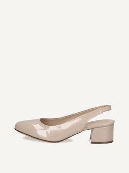 CAPRICE sling pumps, beige, made of Leather with Trapeze heel, Size 40
