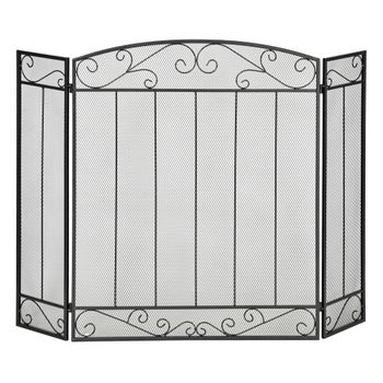 HOMCOM Salvachispas Plegable para Chimenea Pantalla Triple Protector para Estufas 3 Paneles con Bisagras 105x80,5 cm Metal y Alambre   Aosom España