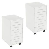 pedestal movil 33x38x635 cm blanco con 5 cajones ml-design
