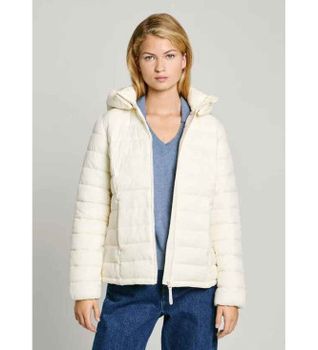 Pepe Jeans para mujer. PL402447 Abrigo Ammy Corto blanco roto (S), Casual, Poliamida