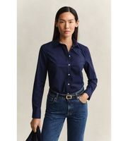 gant para mujer 4300486 camisa slim fit de popelina marino 42 casual algodon clasico manga larga