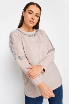 Yours Jersey Rosa Claro Tachas, Mujer Curvy Y Tallas Grandes, Yours