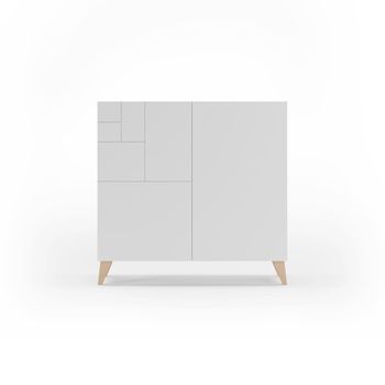Zapatero melamina roble claro puertas blanco patas roble cl 87x90x27cm