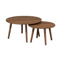 mesas de centro nido redondas con efecto madera set de 2 marron