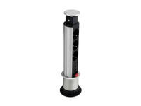 regleta equip pop-up para mesa 3 tomas  2 puertos usb con interruptor aluminio diametro 60mm