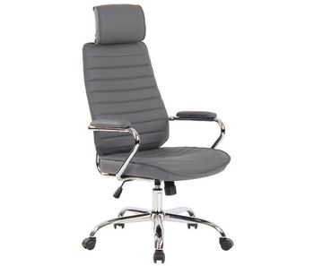 Silla de oficina rako de cuero auténtico gris 57x59x117 cm