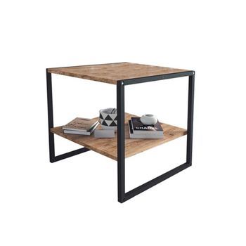 Mesa De Centro Delia Con Estantes Natural/negro 56x50x50 Cm