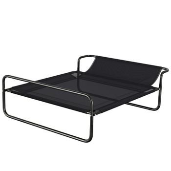 PawHut Cama Elevada para Perros Refrescante y Transpirable 106x81x33 cm Malla de Textilene Reposacabezas Inclinado Negro