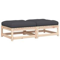 2 piezas taburetes de jardin  otomana de jardin  reposapies de jardin con cojines madera maciza de pino