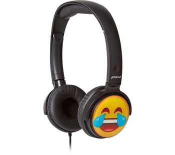 GV-EMJ12 EarMOJI's Laughing Face Kids Headphones - Black, Black
