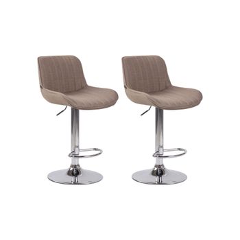Set de 2 Taburetes de bar regulable en Tela Gris topo