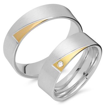 Alianzas 18 quilates oro blanco amarillo con diamante
