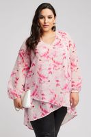 yours london blusa rosa floral con bajo cruzado mujer curvy y tallas grandes yours london