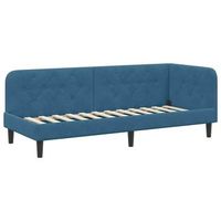 cama individual  cama para adulto  estructura de cama en esquina azul 80 x 200 cm terciopelo