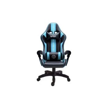 Silla gaming ergonómica Racing Pro, negra y azul, reposabrazos 2D, piel sintética