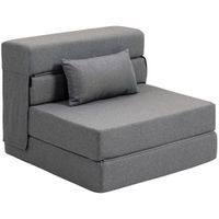 homcom sillon convertible 1 plaza sillon cama plegable cojin incluido para invitados sala de estar espacio pequeno carga 120 kg