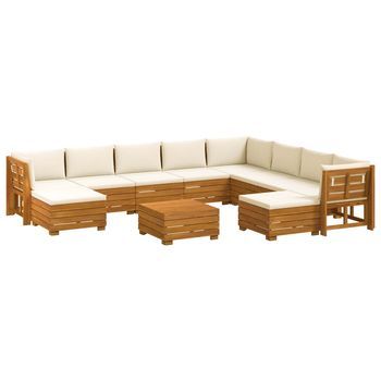 11 Uds. Conjunto De Sofás De Exterior Madera De Acacia Sólida Vidaxl