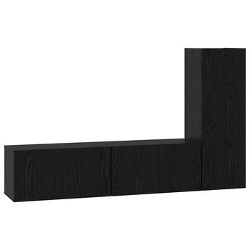 Conjunto De Mueble De Tv 3 Uds | Mueble De Salón | Gabinete De Tv Roble Negro Madera De Ingeniería