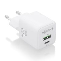 aisens asch-20w2p010-w cargador gan 20w 1xusb-c pd30 qc40 1xusb-a qc30 blanco