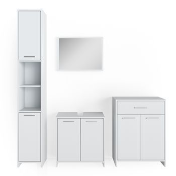 Conjunto De Muebles De Baño Kiko 4 Piezas, Con Armario Alto Y Cajonera Vicco
